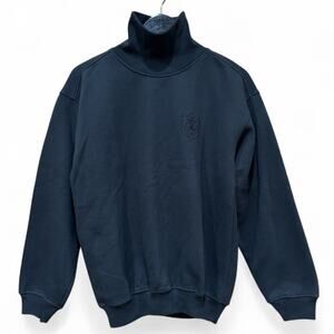 Vintage Black Turtle Neck Sweatshirt Adult XL Pullover Blank Chest Shield